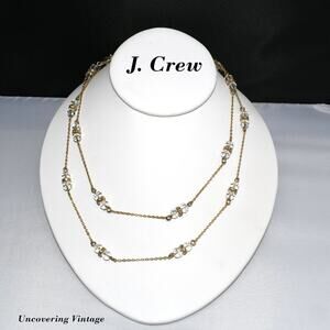 J. Crew Crystal Rondell Rhinestone Beaded Long Layering Necklace, 35 Inches